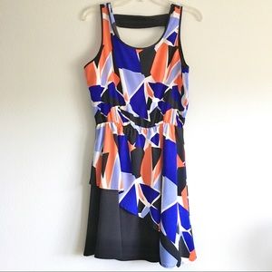Orange and blue geometric dress